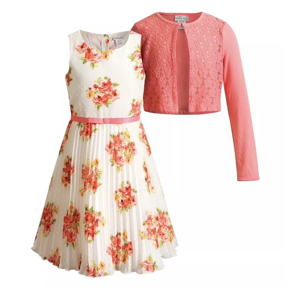 🌸Emily West floral dress size 8 with cropped lace shrug